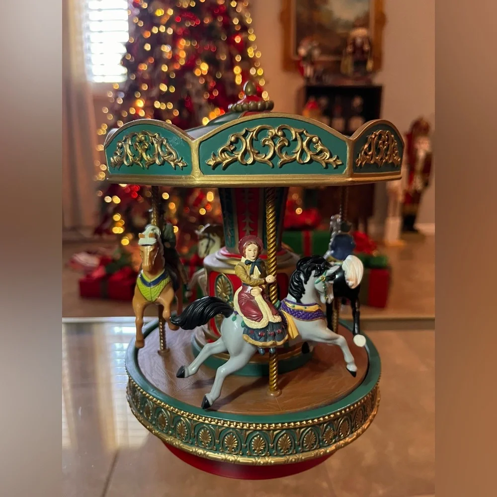 Vintage Mr Christmas Animated Holiday Carousel Merry Go Round Musical
